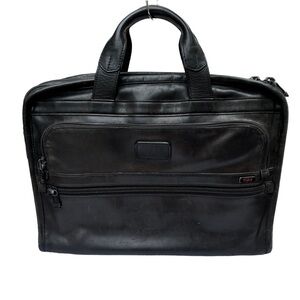 Tumi 96111DH ALPHA Slim Large Screen Black Leather Portfolio Briefcase Laptop​